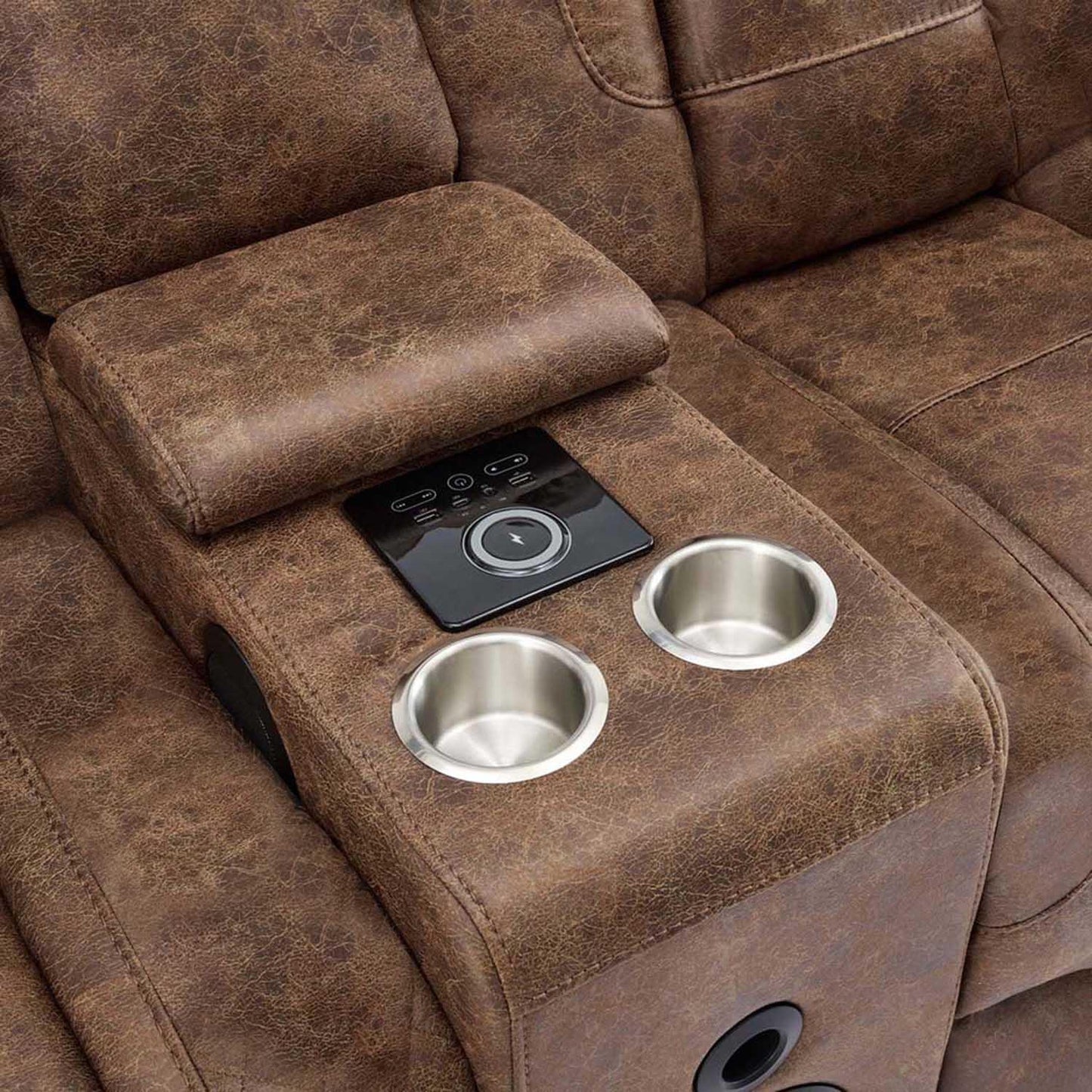 Juniper Electric Recliner 2+1+1 Sofa Set USB Cup Holders Brown or Grey