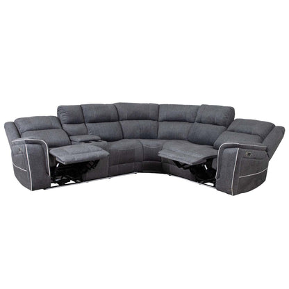 Anna Grey Fabric 5 Seater Electric Recliner Corner Sofa USB