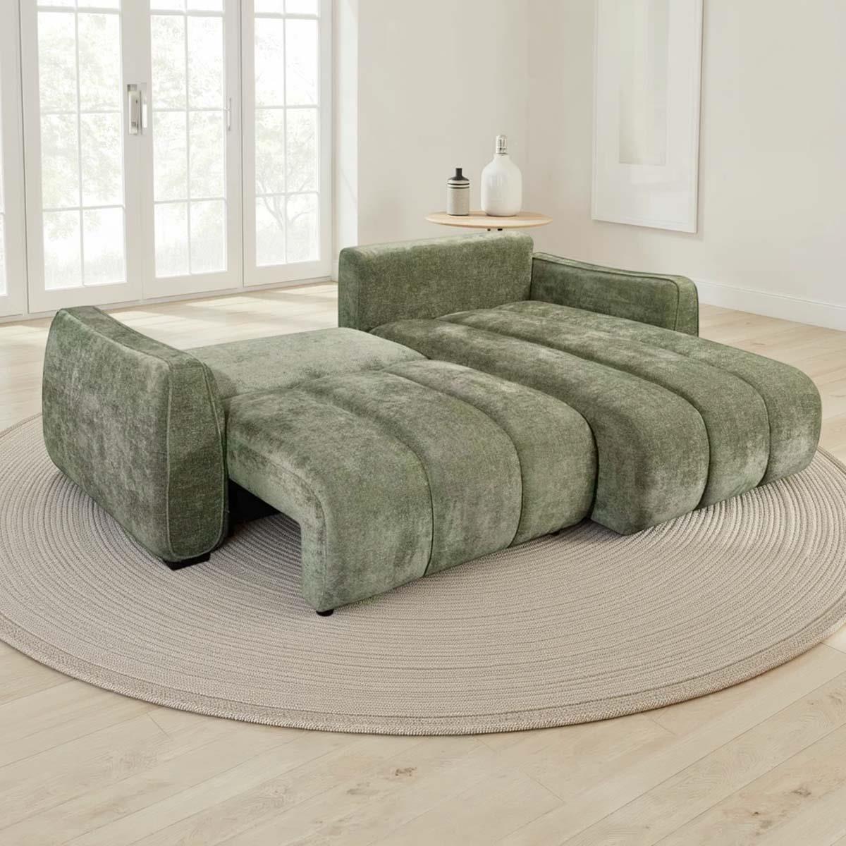 Parkstone Universal Corner Sofabed with Storage Beige Green or Grey