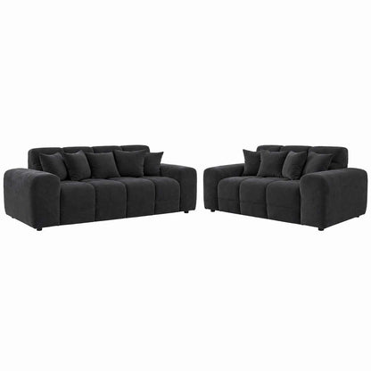 Jenson Plush Velvet 3 + 2 Seater Sofa Set Deep Seats & Boxed Arms