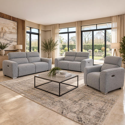 Tisbury 3 Piece Electric Recliner Sofa Suite USB Beige or Grey
