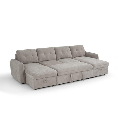 Seattle U Shaped 5 Seater Fabric Corner Sofa Bed