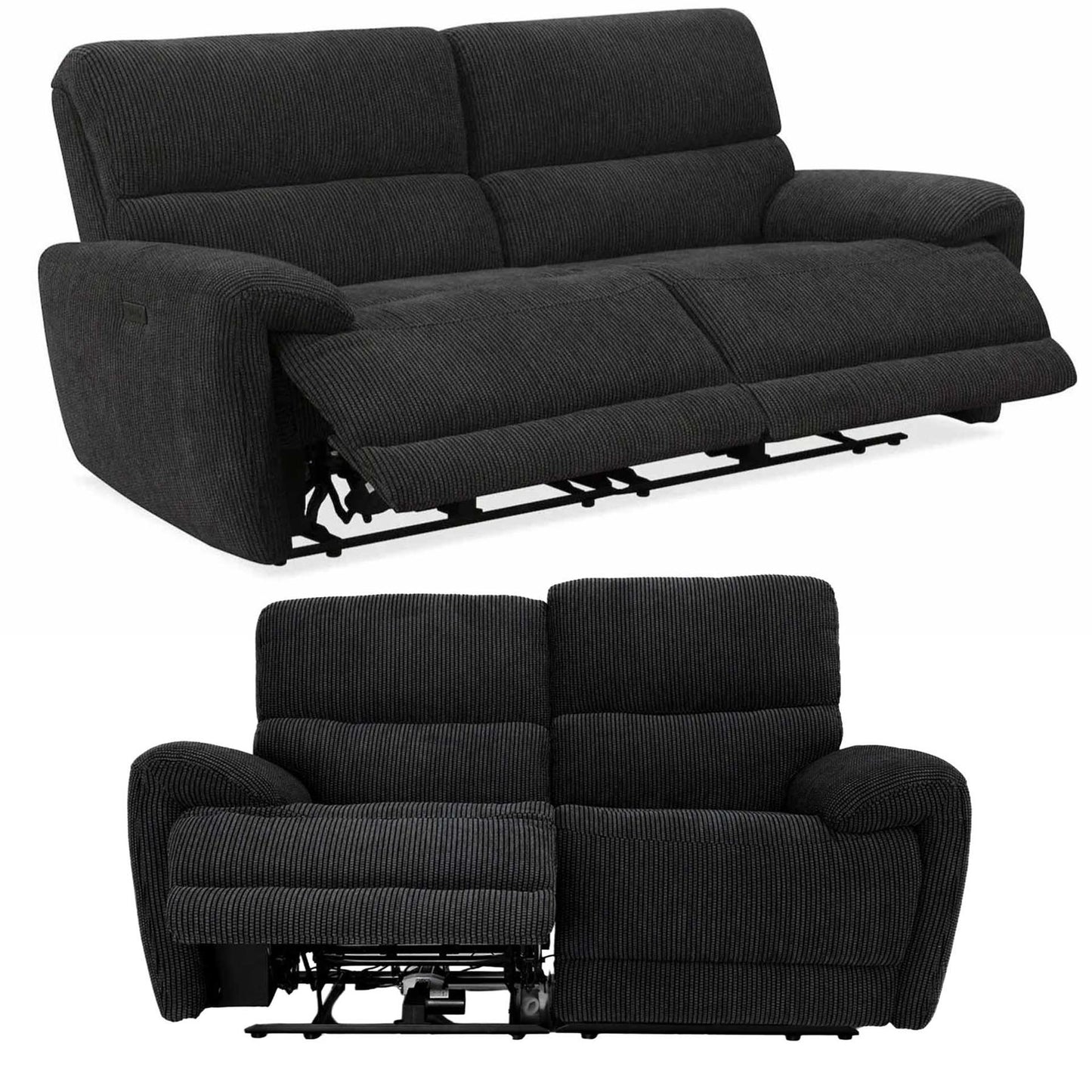 Carla Electric Reclining Sofa Suite 3 + 2 Midnight Black
