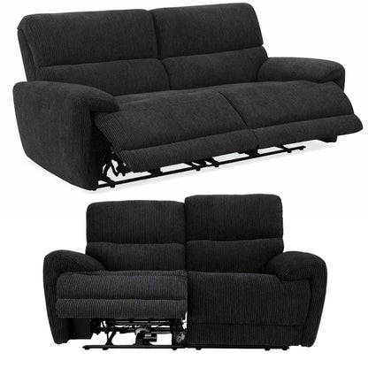 Carla Electric Reclining Sofa Suite 3 + 2 Midnight Black