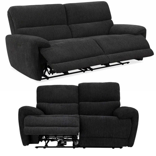 Carla Electric Reclining Sofa Suite 3 + 2 Midnight Black