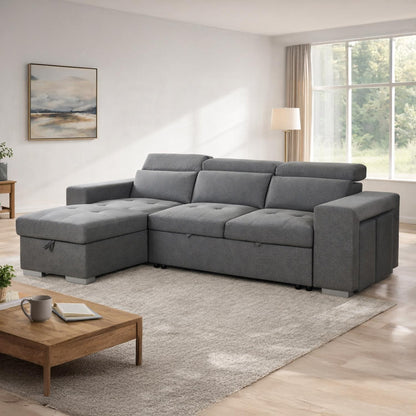 Astrix Grey Fabric Universal Corner 3-4 Seater Sofa Bed