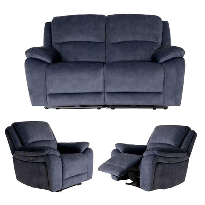 Bella Electric Reclining 3 Piece Sofa Suite 2 + 1 + 1 Grey