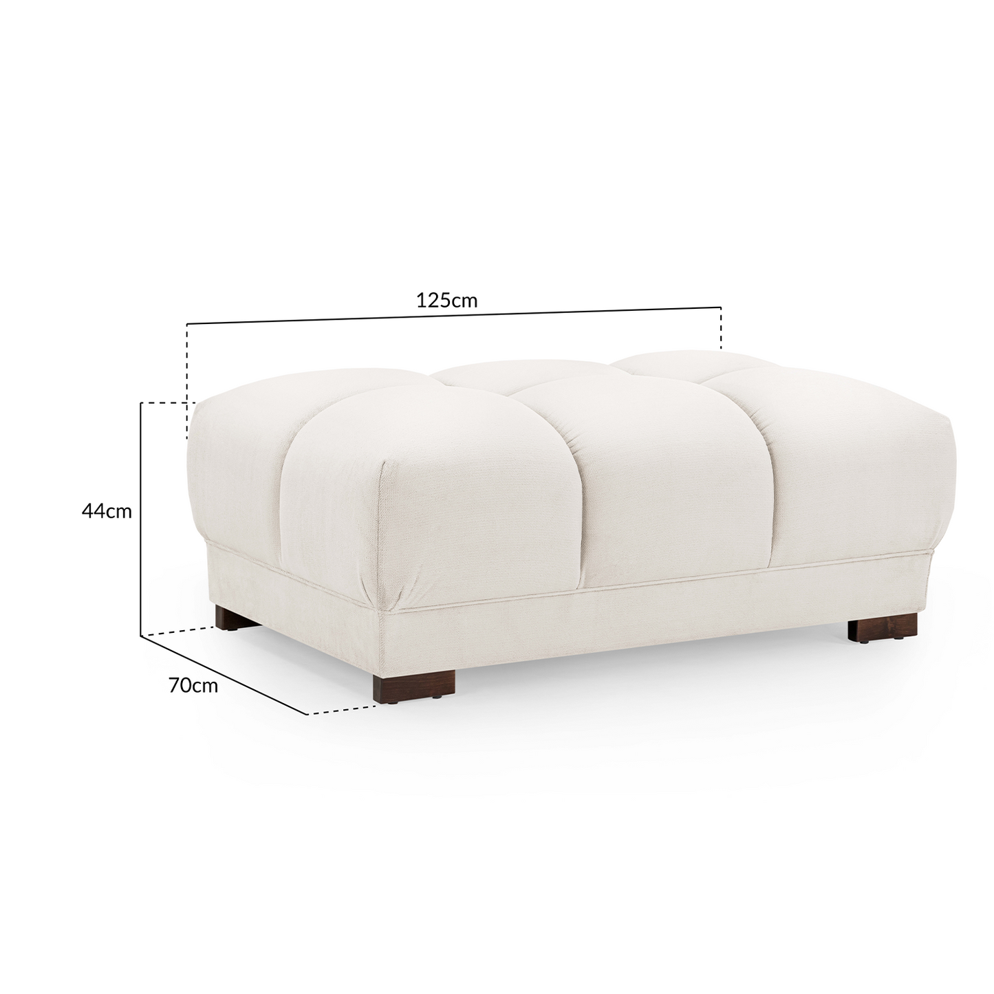 Zura Plush Velvet Large Footstool Sofa Accessory | Cream, Grey or Mocha