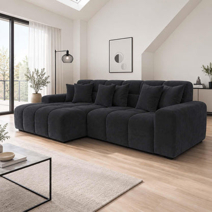 Jenson Plush Velvet Corner Sofa Left Right Hand Facing with Chaise