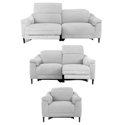 Oscar Electric Reclining 3 Piece Sofa Suite 3 + 2 + 1 Ivory Fabric