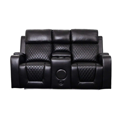 Felix Black or Grey Leather Electric Reclining Sofa Suite USB Cup Holder