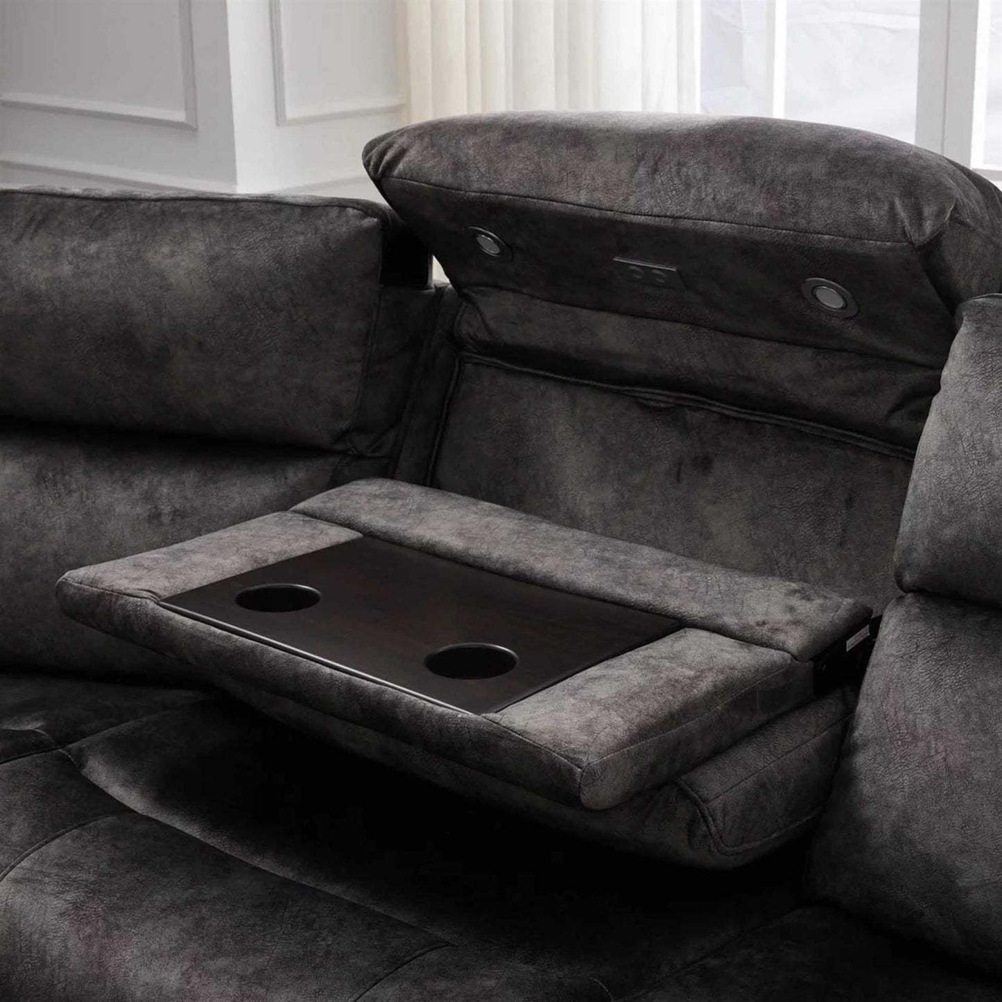 Valtos 2 Corner 2 Fabric Electric Reclining Corner sofa Grey or Brown