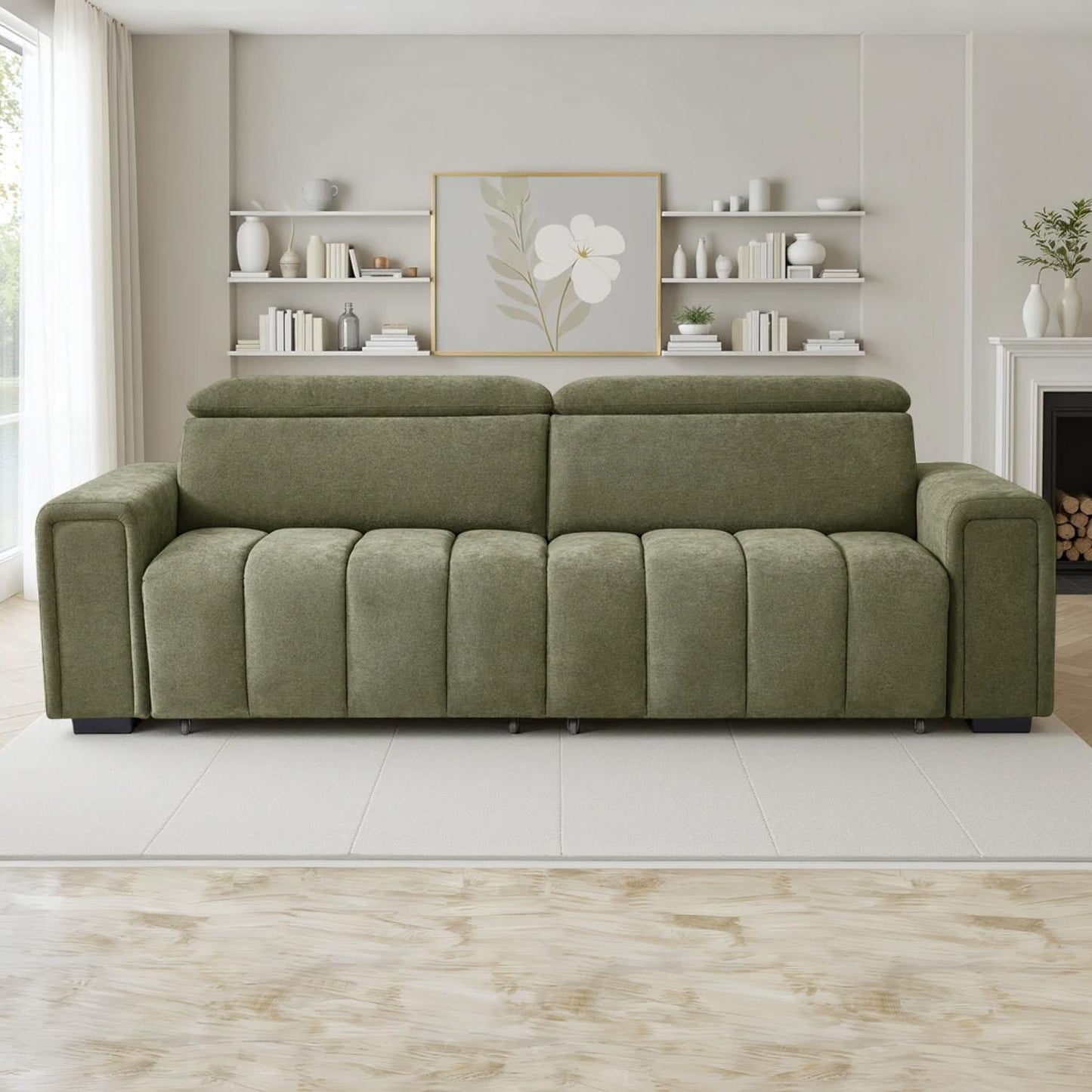 Millie 3 Seater Electric Sliding Sofa Adjustable Headrests 3 Colours
