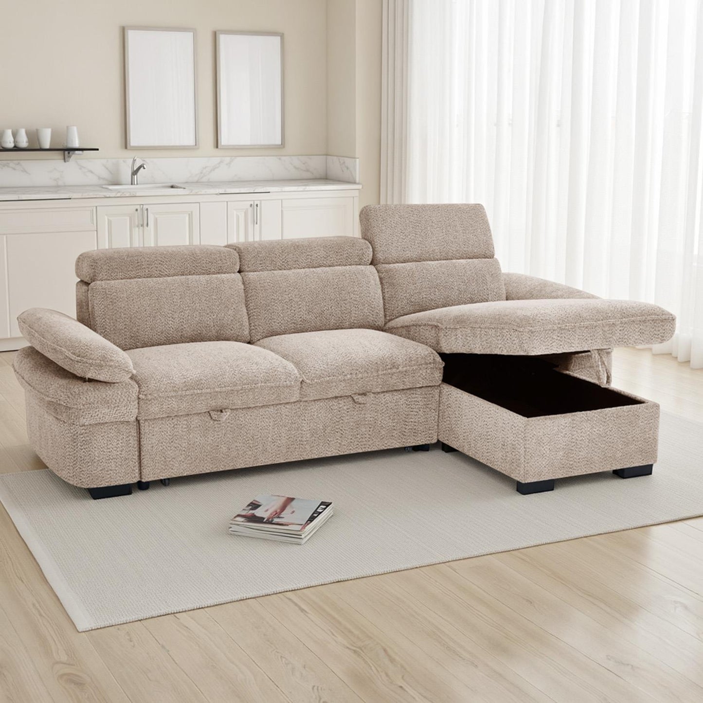 Blake Universal Corner 4 Seater Fabric Sofa Bed