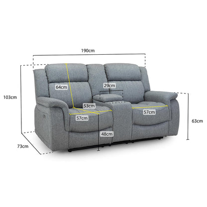 Linden Grey Electric Reclining 2 Seater sofa