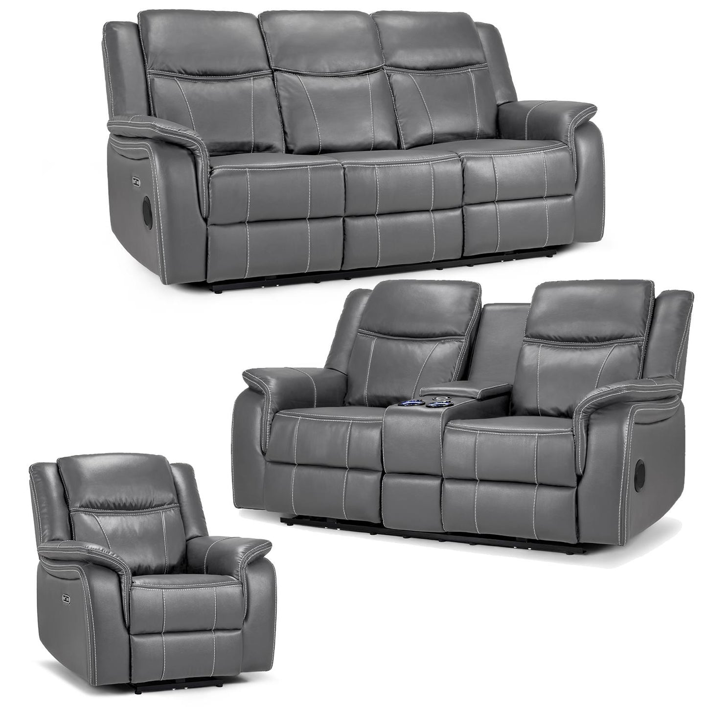 Orlando Leather 3 Piece Electric Reclining Sofas 3 + 2 + 1