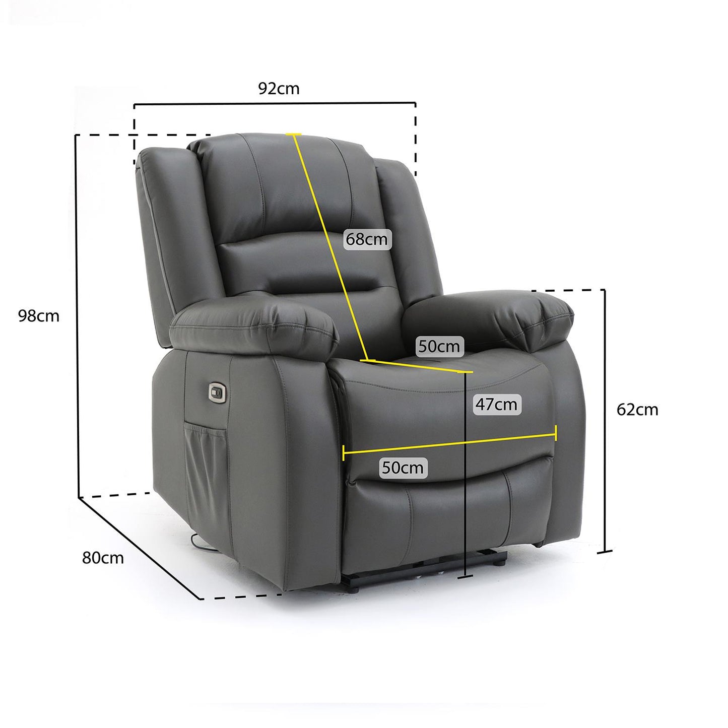 Arlo Leather Like Black or Grey 3 Piece Electric Reclining Sofa Suite 3 + 1 + 1 USB Drink Tray Arlo Black or Grey Leather Like Electric Reclining Armchair | Furnishings For Less UK