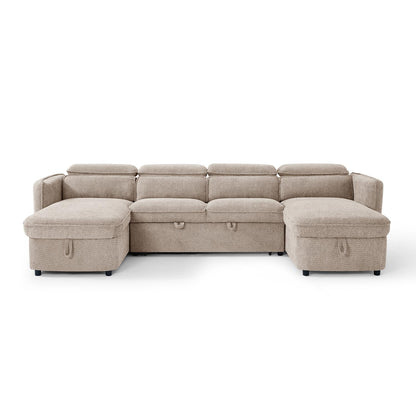 Ria Large 4 5 Seater Fabric U Shaped Sofa Bed Tilting Headrest Storage