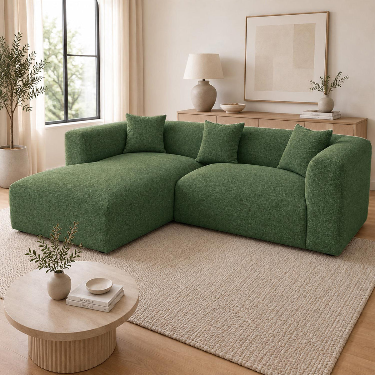 Ely Cloud Chaise L-Shaped Corner Sofa, Linen Fabric, LHF or RHF
