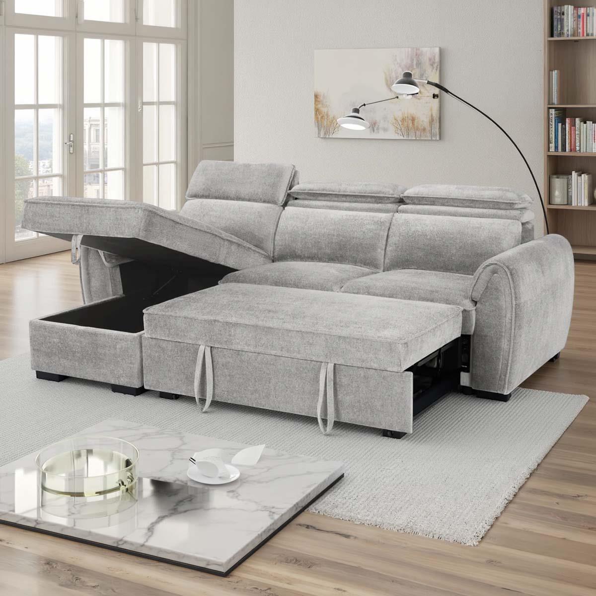 Carlo Universal Corner Sofabed with Storage & Adjustable Headrests