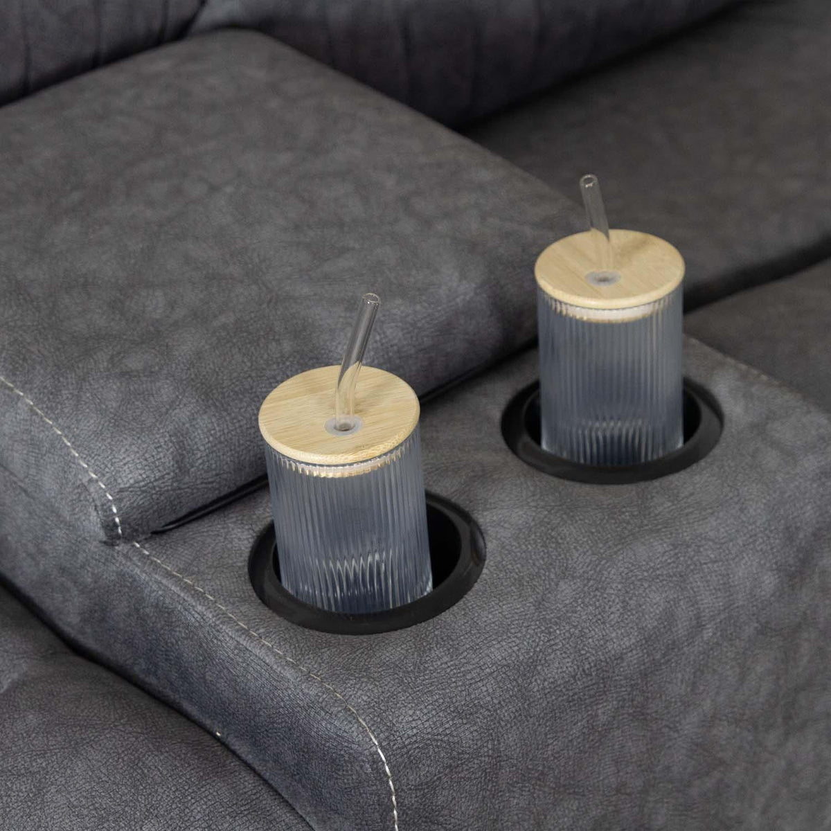 Anna Grey Fabric 5 Seater Electric Recliner Corner Sofa USB