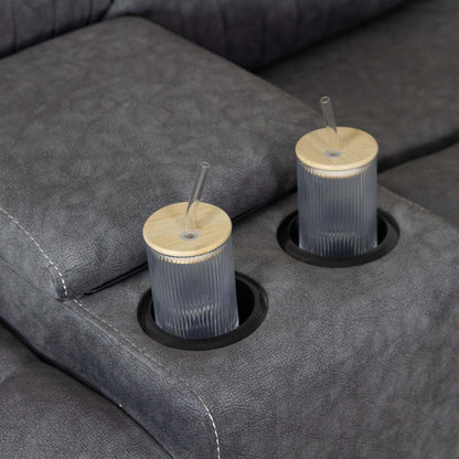 Anna Grey Fabric 5 Seater Electric Recliner Corner Sofa USB
