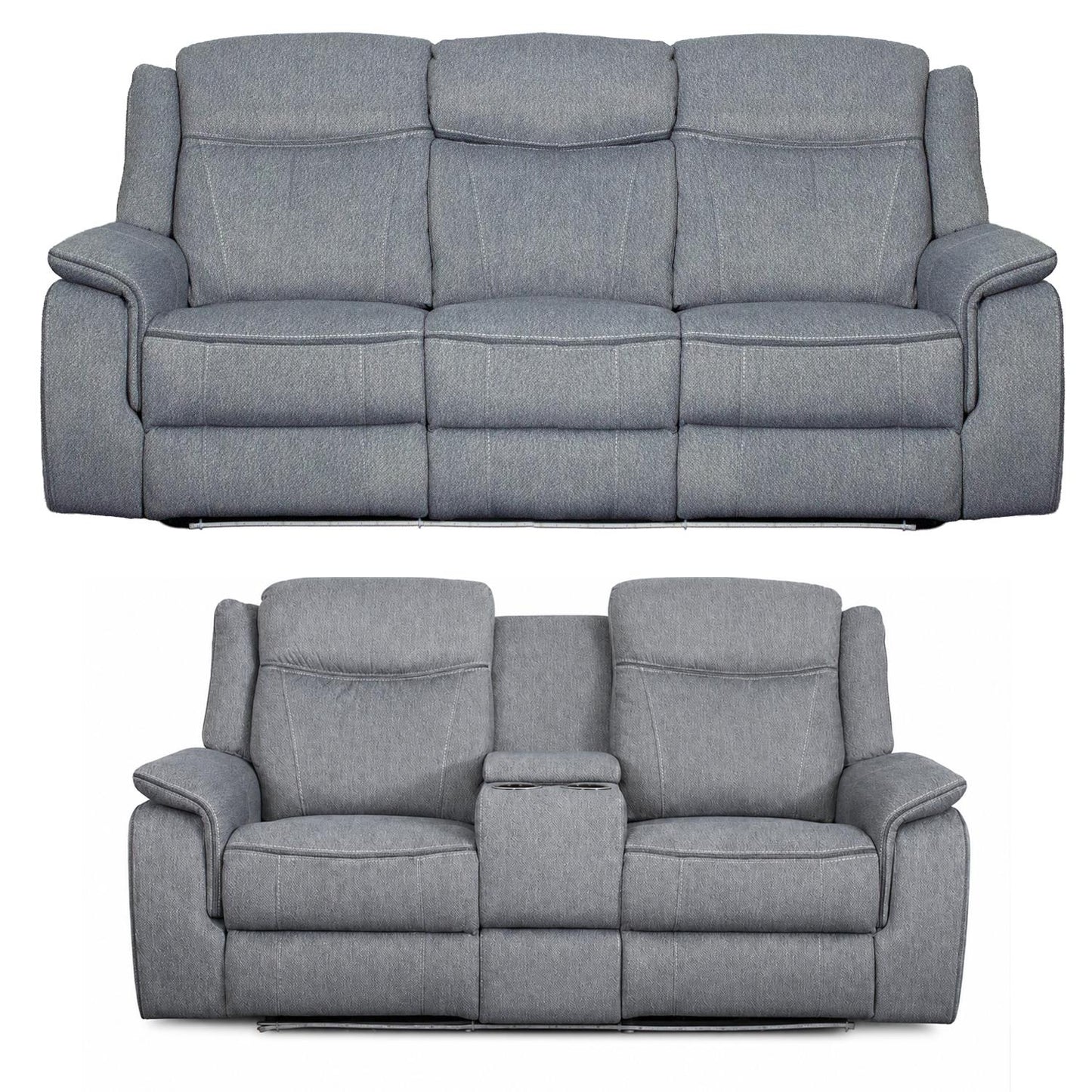 Milano Grey Fabric Electric Reclining Sofa Suite USB Cup Holder