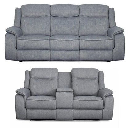 Milano Grey Fabric Electric Reclining Sofa Suite USB Cup Holder