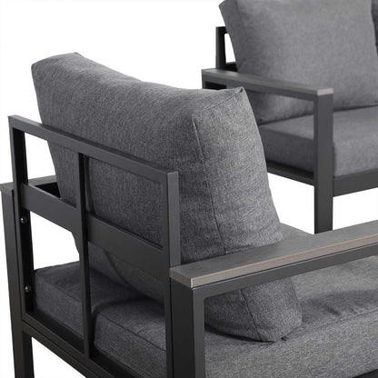 4 Seater Aluminium Garden Sofa Set with Coffee Table & Cushions