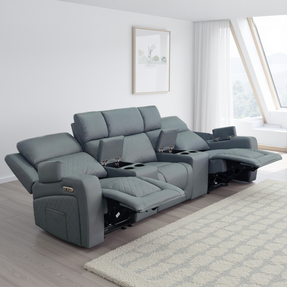 Florida Cinema 3 Seater Electric Reclining Leather Sofa