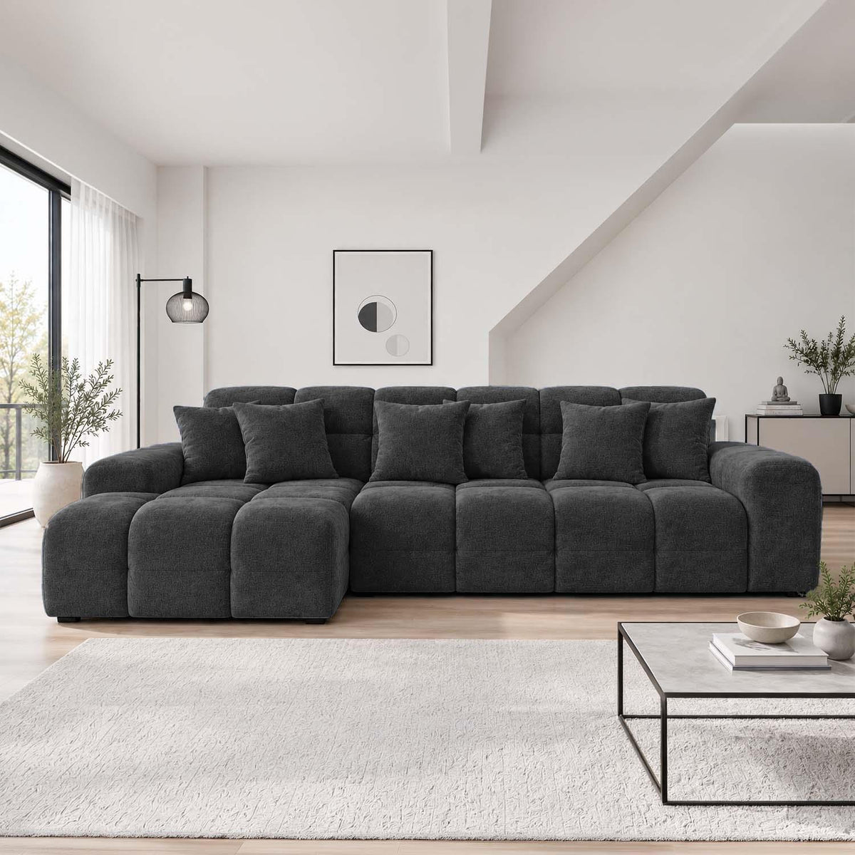 Jenson Plush Velvet Corner Sofa Left Right Hand Facing with Chaise