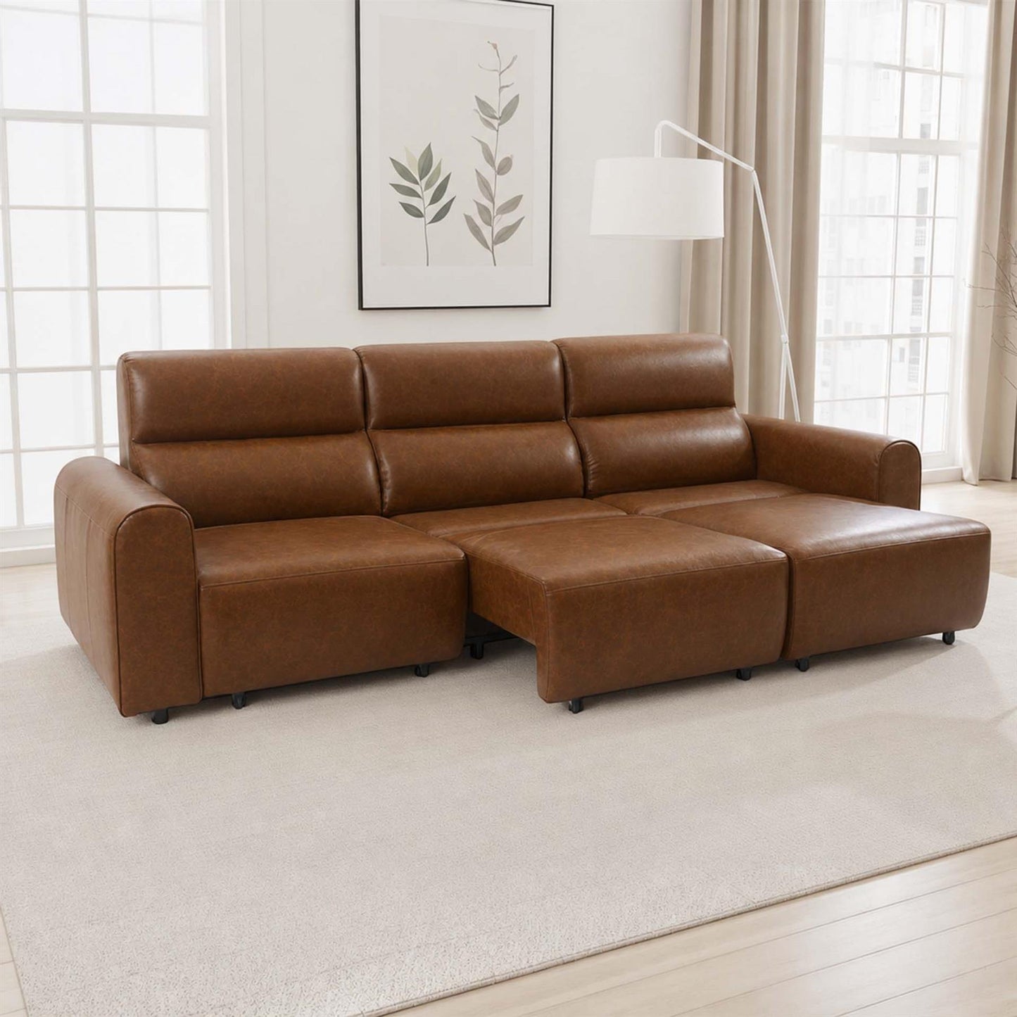 Corby 3 Seater Electric Recliner Sofa Leather Look High Back Design