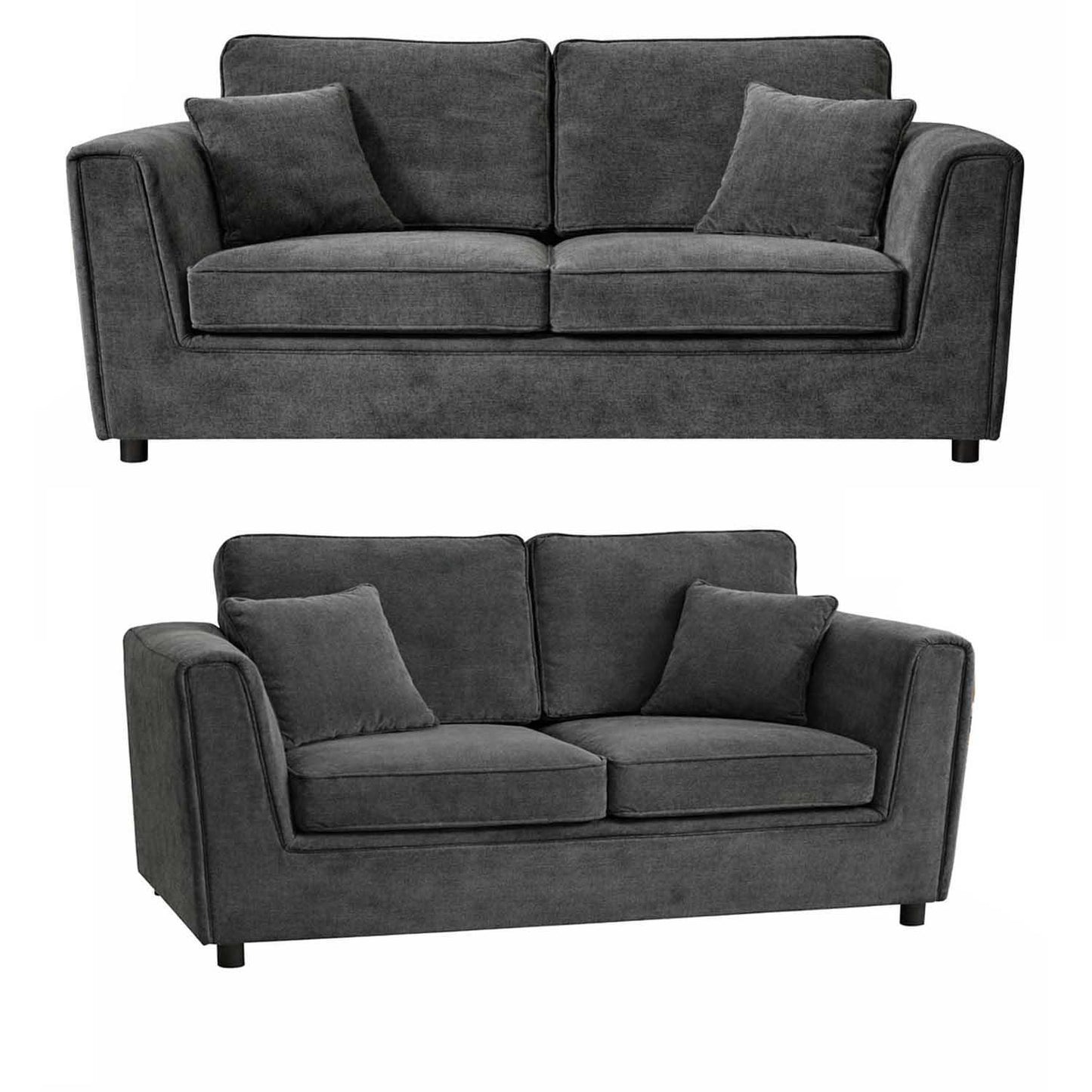 Ascot 3 + 2 Seater Sofa Set Chenille Fabric Beige Charcoal