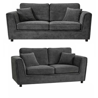 Ascot 3 + 2 Seater Sofa Set Chenille Fabric Beige Charcoal
