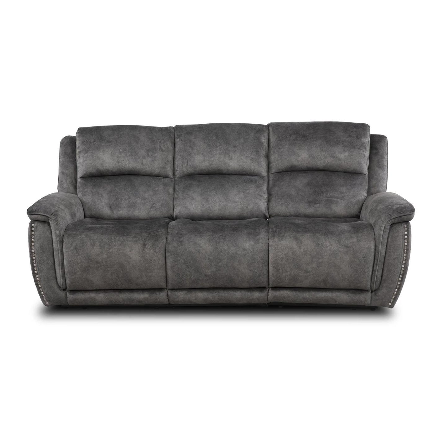 Mendoza Grey Plush Velvet Electric Reclining 3 Seater Sofa USB Charging