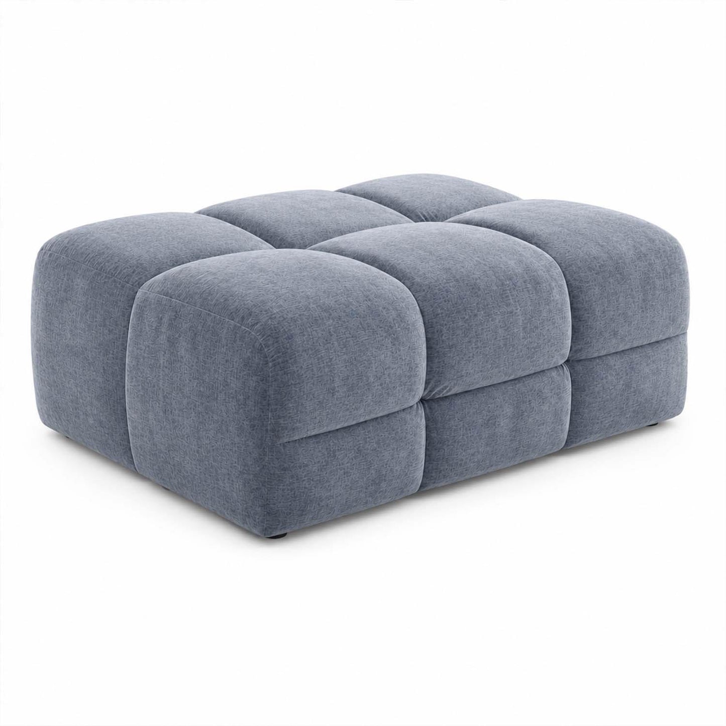 Jenson Large Plush Velvet Footstool Pouffe with Cross Stitch Detail