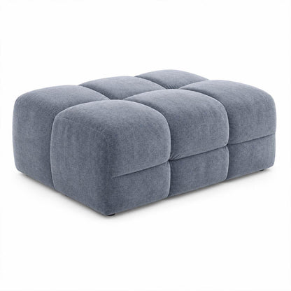 Jenson Large Plush Velvet Footstool Pouffe with Cross Stitch Detail