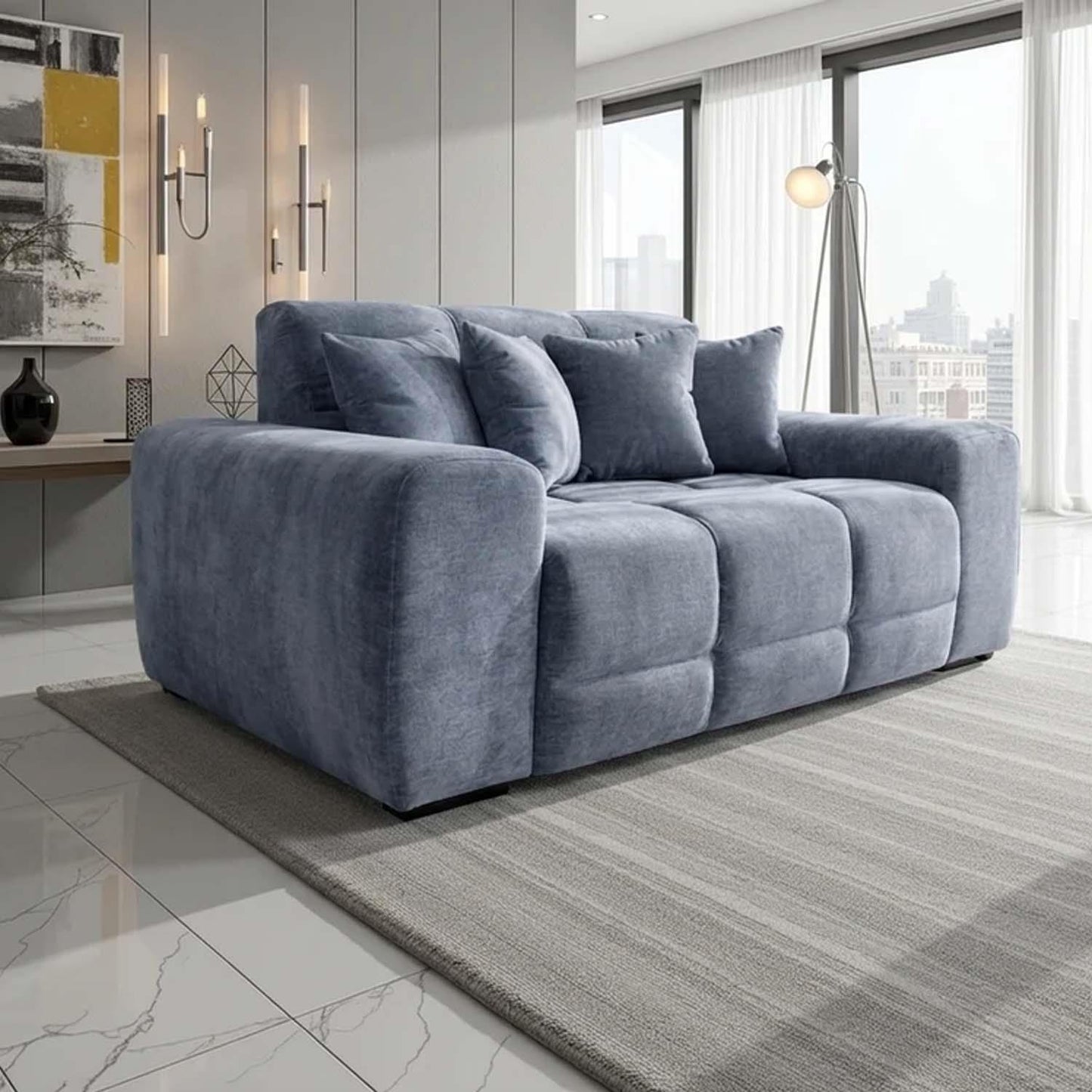 Jenson 2 Seater Plush Velvet Sofa with Deep Seats & Boxed Arms