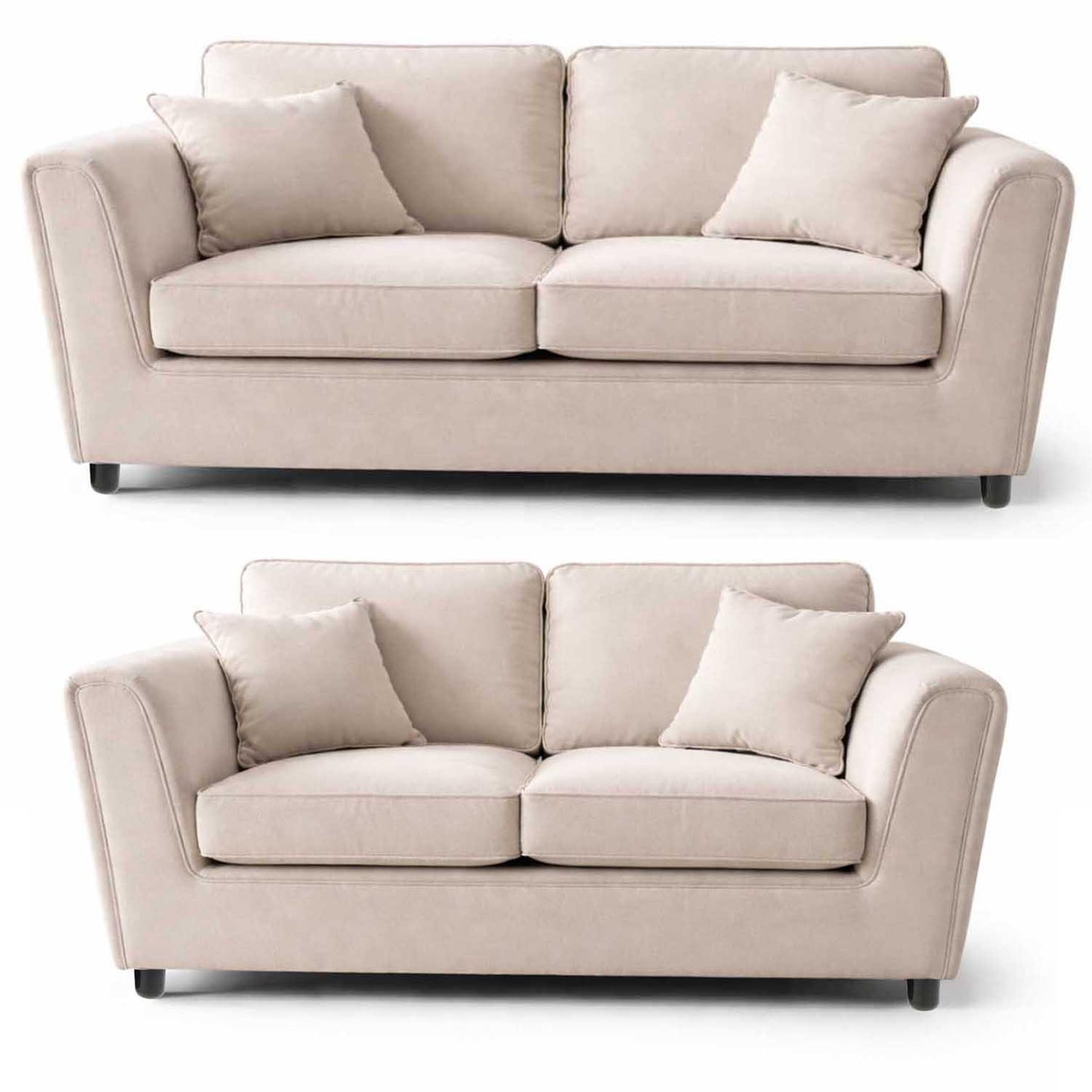 Ascot 3 + 2 Seater Sofa Set Chenille Fabric Beige Charcoal