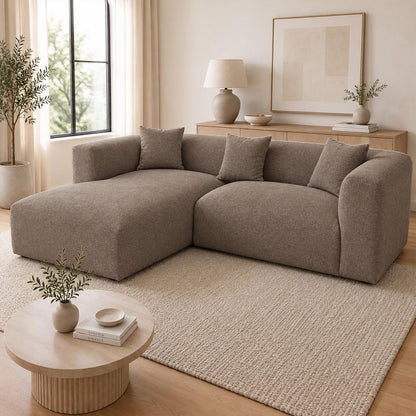 Ely Cloud Chaise L-Shaped Corner Sofa, Linen Fabric, LHF or RHF