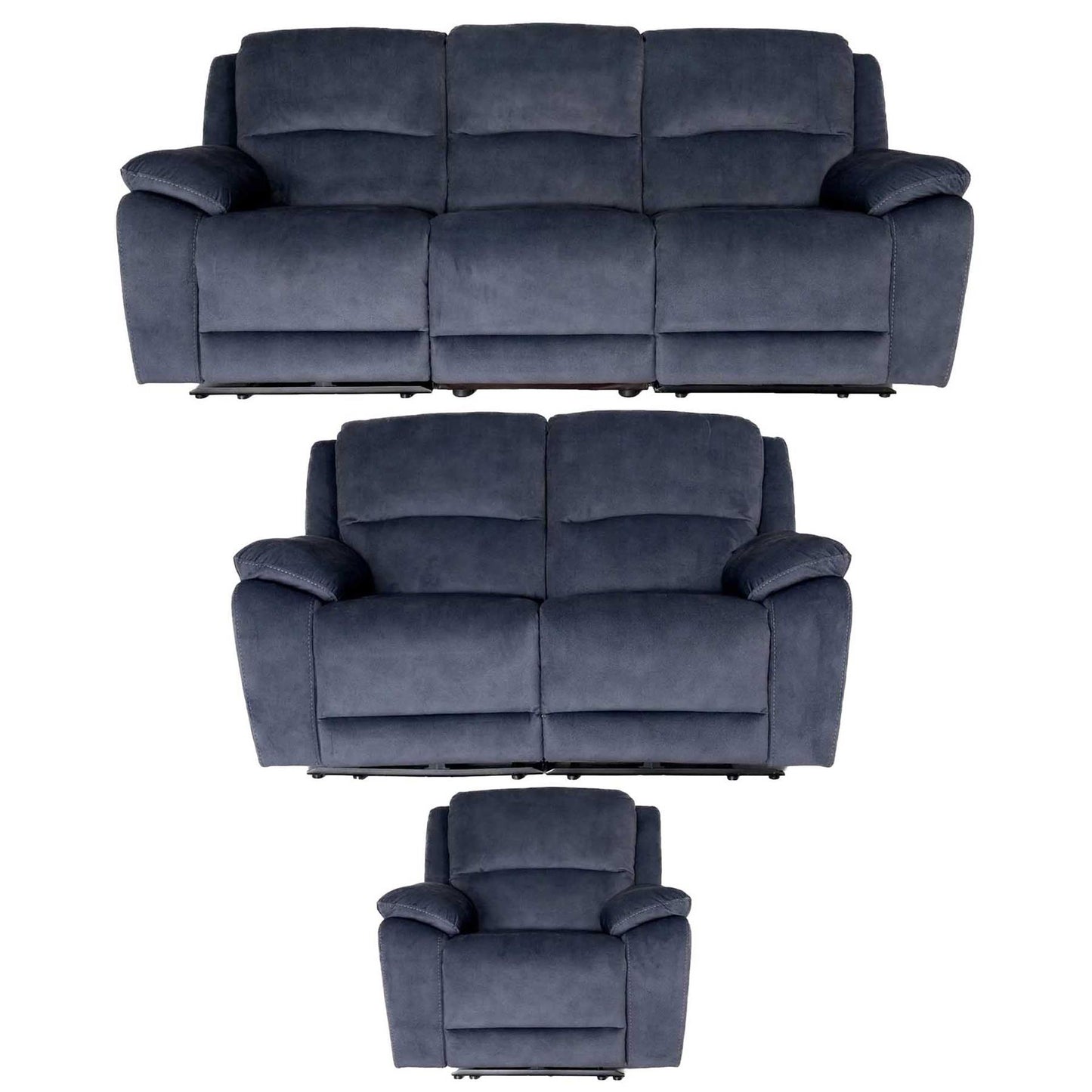 Bella Electric Reclining 3 Piece Sofa Suite 3 + 2 + 1 Grey