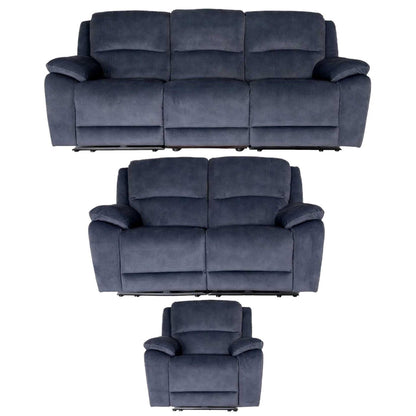 Bella Electric Reclining 3 Piece Sofa Suite 3 + 2 + 1 Grey