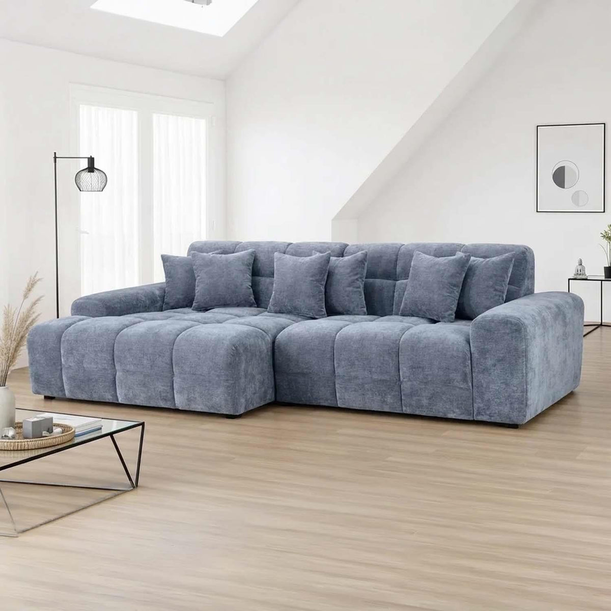 Jenson Plush Velvet Corner Sofa Left Right Hand Facing with Chaise