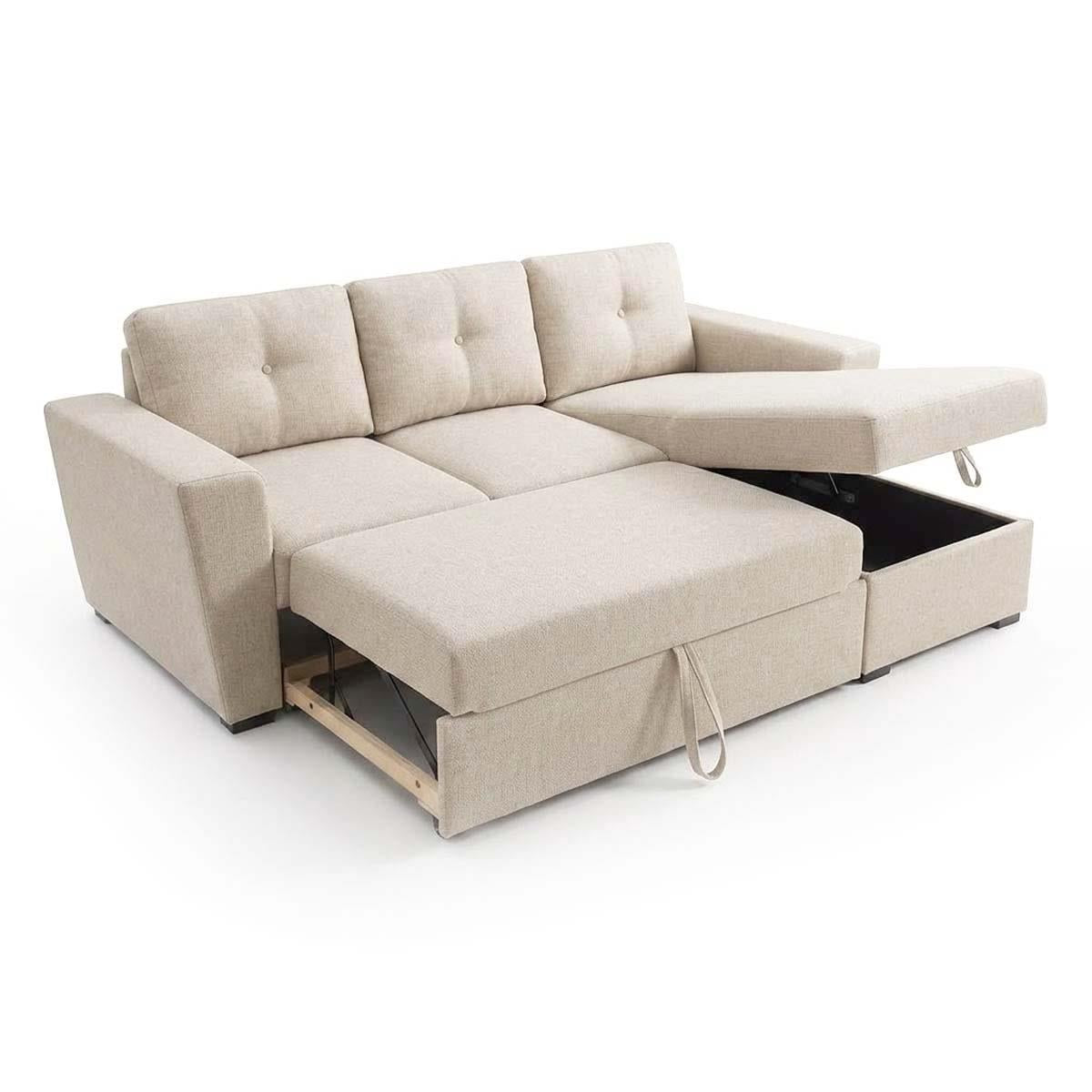Oregon Universal 3 Seater L shaped Spill Resistant Fabric Corner Sofa Bed