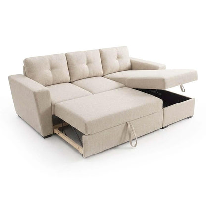 Oregon Universal 3 Seater L shaped Spill Resistant Fabric Corner Sofa Bed