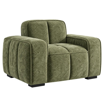Preston Woven Fabric Armchair Chesterfield Style Beige Grey or Olive