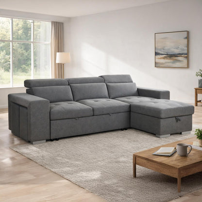 Astrix Grey Fabric Universal Corner 3-4 Seater Sofa Bed