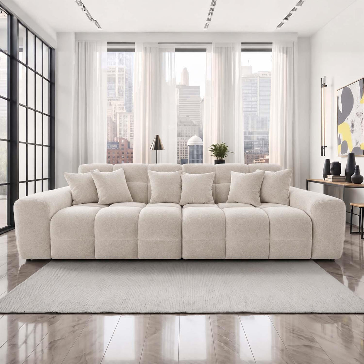 Jenson 4 Seater Plush Velvet Sofa with Deep Seats & Boxed Arms