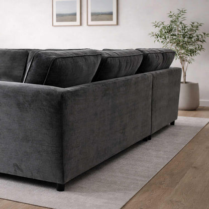 Ascot 5 Seater Corner Sofa Chenille Fabric Beige or Charcoal