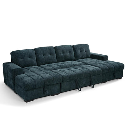 Luna U Shaped Sofa Bed Dual Storage Chaise Beige Grey or Teal